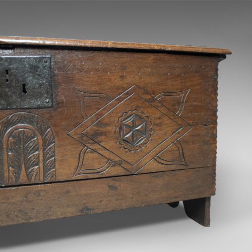 fig 2. Antique Coffer, 6 Plank Sword Chest, English Oak, 17th Century c.1670