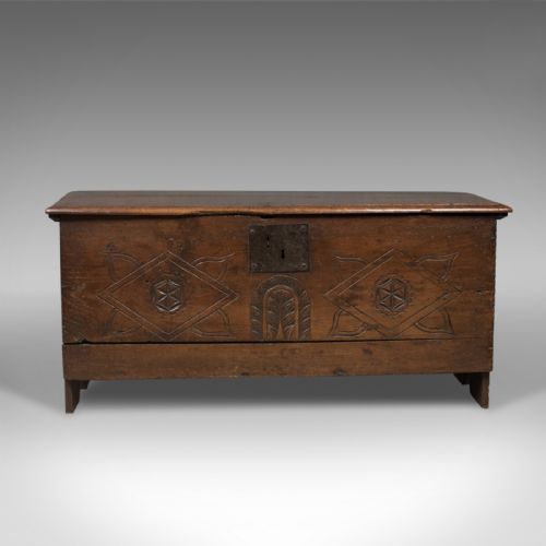 fig 3. Antique Coffer, 6 Plank Sword Chest, English Oak, 17th Century c.1670
