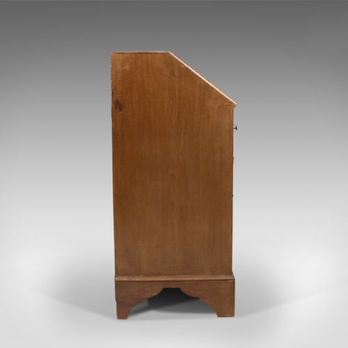fig 2. Edwardian Antique Bureau, Mahogany & Oak, English Desk with Secret Drawer c.1910