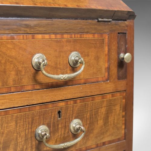 fig 4. Edwardian Antique Bureau, Mahogany & Oak, English Desk with Secret Drawer c.1910
