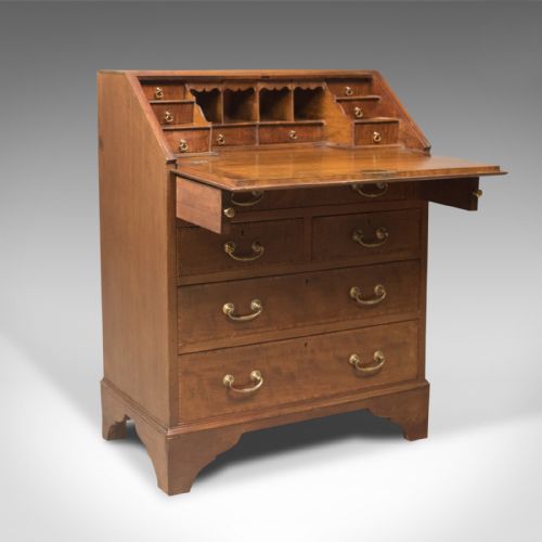 fig 5. Edwardian Antique Bureau, Mahogany & Oak, English Desk with Secret Drawer c.1910