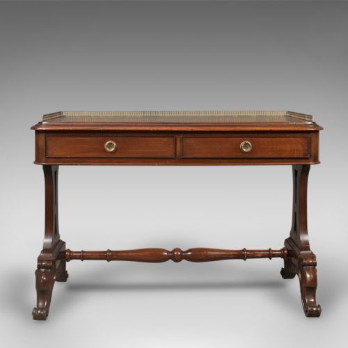 fig 1. Early Victorian Antique Writing Library Table, Mahogany, English c.1840