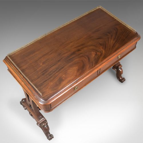 fig 4. Early Victorian Antique Writing Library Table, Mahogany, English c.1840