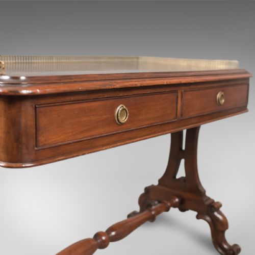 fig 5. Early Victorian Antique Writing Library Table, Mahogany, English c.1840