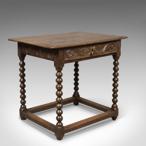 Early Georgian Antique Side Table, English Oak, C.1750