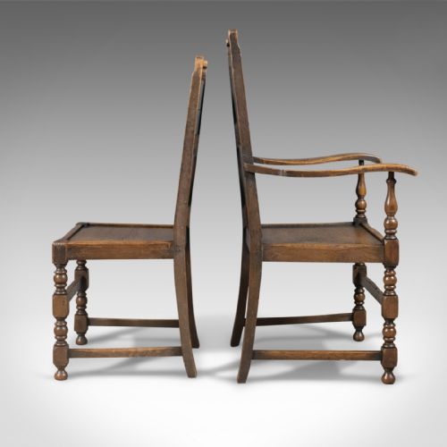 fig 2. Scottish Set of 4 Antique Dining Chairs, Oak, Victorian c.1900