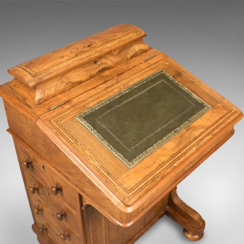 fig 1. Victorian Antique Davenport, Burr Walnut, English, Desk, Writing Table c.1850