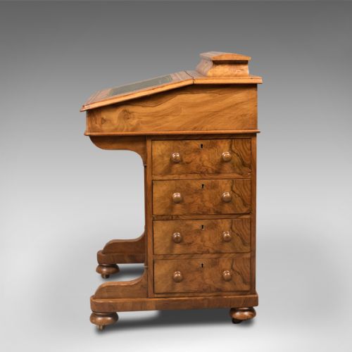 fig 2. Victorian Antique Davenport, Burr Walnut, English, Desk, Writing Table c.1850