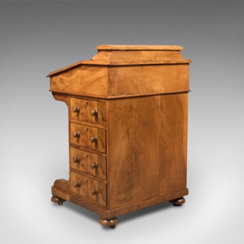 fig 4. Victorian Antique Davenport, Burr Walnut, English, Desk, Writing Table c.1850