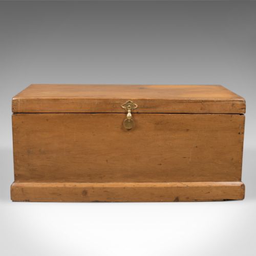 fig 1. Victorian Antique Pine Trunk, English Carriage Chest, c.1860