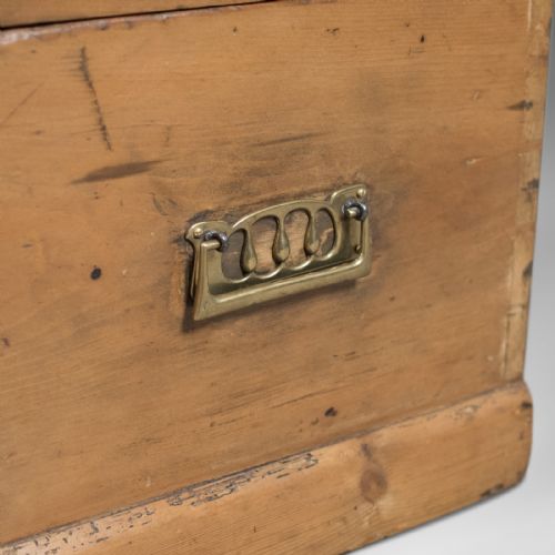 fig 3. Victorian Antique Pine Trunk, English Carriage Chest, c.1860