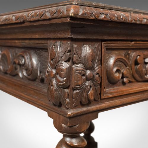 fig 4. Antique Side Table, Carved Green Man English Oak Stand,  Whatnot c.1880