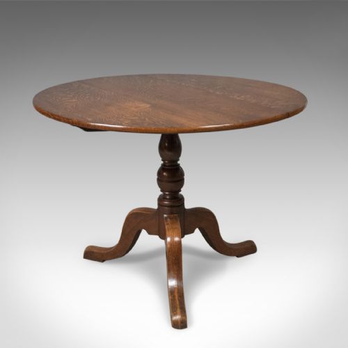 fig 1. Mid-Size Antique Tilt Top Table, Circular, Georgian, Oak c.1760