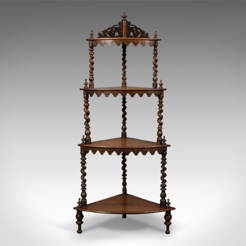 Antique Whatnot, English, Victorian, Rosewood, Corner Display Stand, C.1860