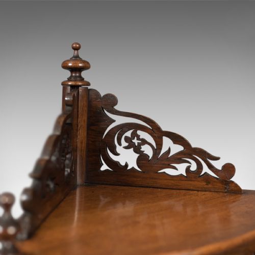 fig 3. Antique Whatnot, English, Victorian, Rosewood, Corner Display Stand, c.1860