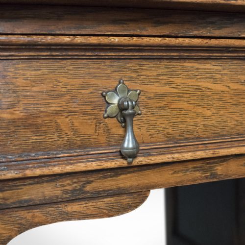 fig 2. 1930's Vintage Oak Desk by Maggs & Co, English Pedestal Library