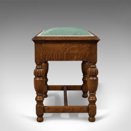 fig 2. Antique Piano Stool, English Oak Music Seat, Edwardian c.1910