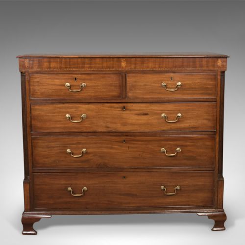 fig 1. Late Georgian Antique Chest Of Drawers, Mahogany, English, Commode c.1780