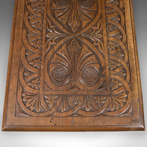 fig 2. Antique Side Table with Carved Decoration, English Oak, 1908