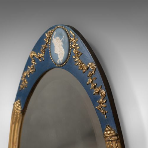 fig 1. Victorian Antique Wall Mirror, Giltwood & Gesso Frame, Jasperware Plaque, c.1890