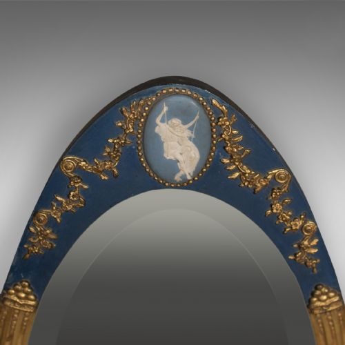 fig 2. Victorian Antique Wall Mirror, Giltwood & Gesso Frame, Jasperware Plaque, c.1890