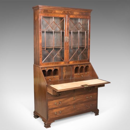 Antique Bureau Bookcase, English, Late Georgian, Mahogany, Writing C.1800