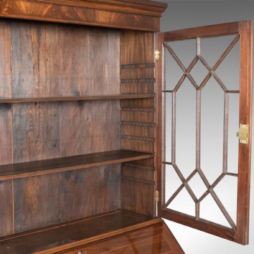 fig 6. Antique Bureau Bookcase, English, Late Georgian, Mahogany, Writing c.1800