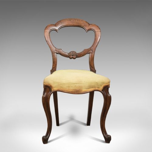 fig 1. Antique Set of 4 Oak Dining Chairs, English, Victorian, Balloon Back, c.1860