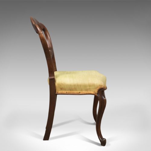 fig 2. Antique Set of 4 Oak Dining Chairs, English, Victorian, Balloon Back, c.1860