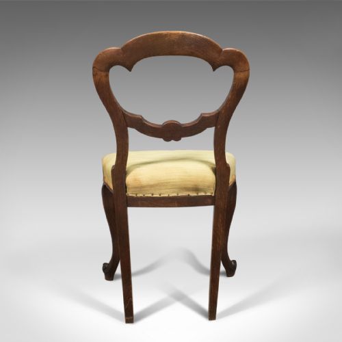 fig 3. Antique Set of 4 Oak Dining Chairs, English, Victorian, Balloon Back, c.1860