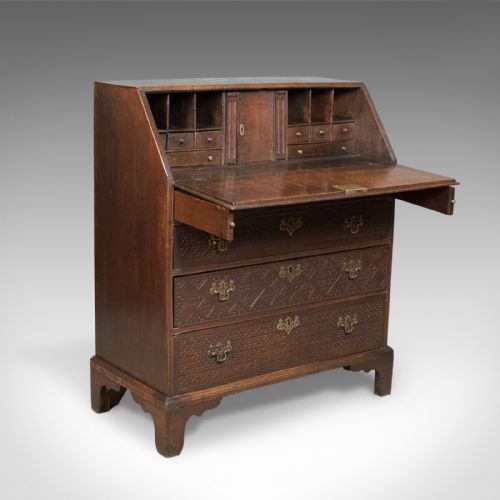 Georgian Antique Bureau, English Oak Writing Desk, C.1800