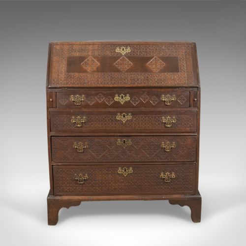 fig 2. Georgian Antique Bureau, English Oak Writing Desk, c.1800