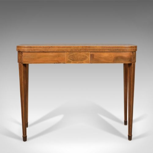 fig 1. Antique Fold-Over Card Table, Thuya Wood, Late Georgian, English c.1780