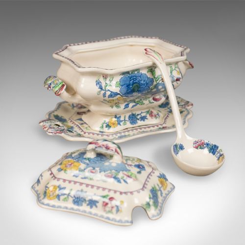 fig 3. Mason's Ironstone China Soup Tureen, Under-Plate and Ladle, Regency Design, c.1940