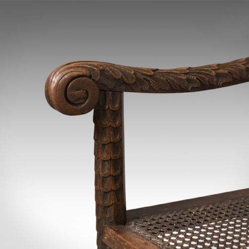 fig 5. Antique Armchair, Victorian Carved Side, Hall Chair, English, Oak, Bergere, Circa 1880