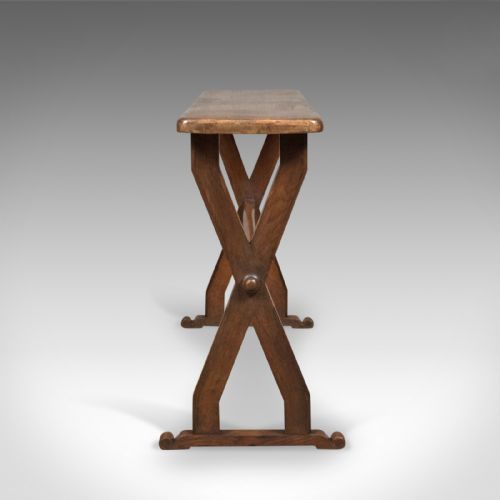 fig 2. Antique Console Table, Narrow X-Frame, English, Oak, Gothic Overtones, circa 1880