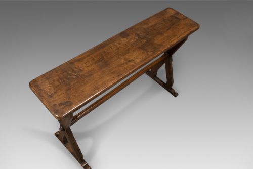 fig 3. Antique Console Table, Narrow X-Frame, English, Oak, Gothic Overtones, circa 1880