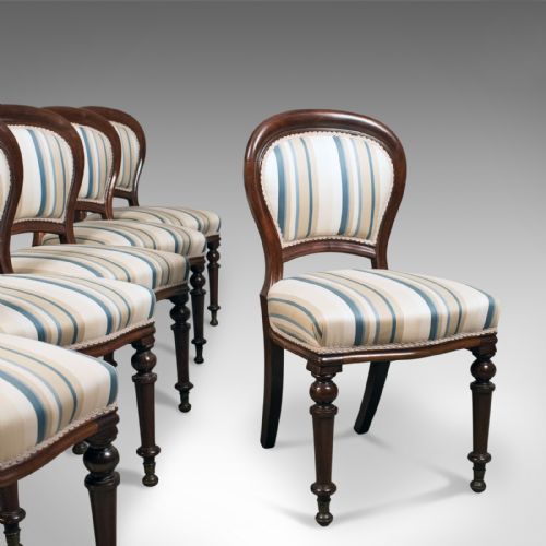 Set of Six Antique Dining Chairs, English, Victorian, Mahogany, Circa 1860