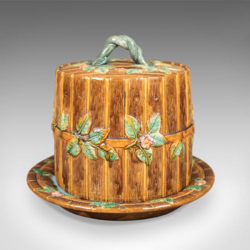 Interpretation of George Jones Majolica Cheese Keeper, "Fence and Vine"