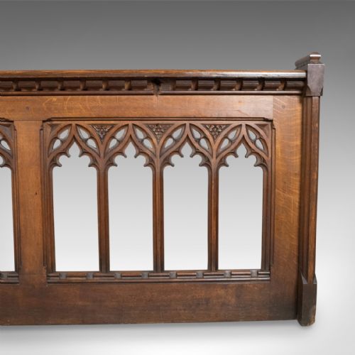 fig 2. Antique Pew Front, Victorian Gothic Choir Stall, English, Oak, Pugin Overtones c.1880
