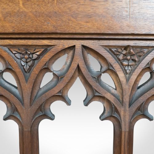 fig 3. Antique Pew Front, Victorian Gothic Choir Stall, English, Oak, Pugin Overtones c.1880