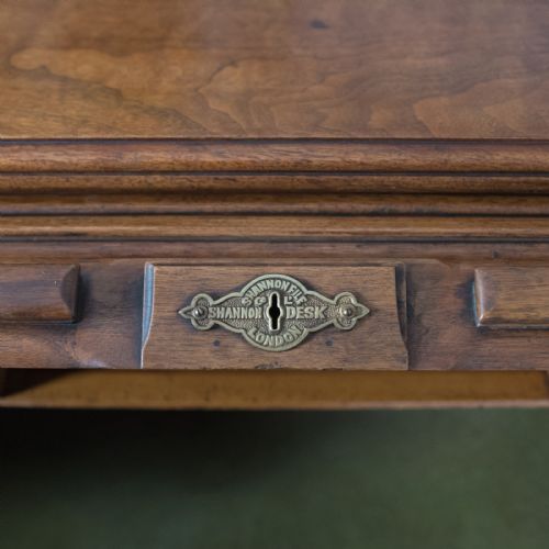 fig 6. Antique Roll Top Desk, Shannon File Co., English, Walnut, Edwardian Circa 1910