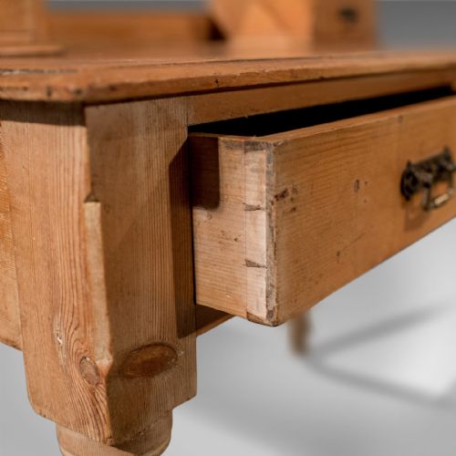 fig 2. Antique Dressing Table, Victorian Pine, Mirrored Vanity Bedroom Stand Circa 1900