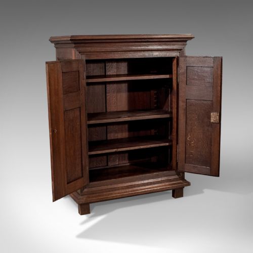 fig 5. French Antique Side Cabinet, 19th Century Oak Cupboard, Circa 1900