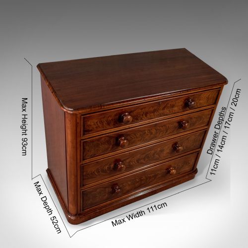 fig 1. Antique Chest of Drawers, Victorian, Flame Mahogany, English, c. 1880