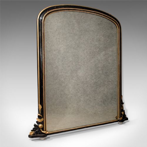 Regency Antique Overmantle Mirror in Ebonised Giltwood Frame Circa 1820