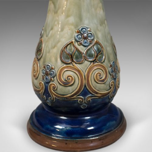 fig 1. Antique Stoneware Jardiniere on Stand, Royal Doulton, Art Nouveau Circa 1900