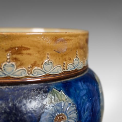 fig 2. Antique Stoneware Jardiniere on Stand, Royal Doulton, Art Nouveau Circa 1900