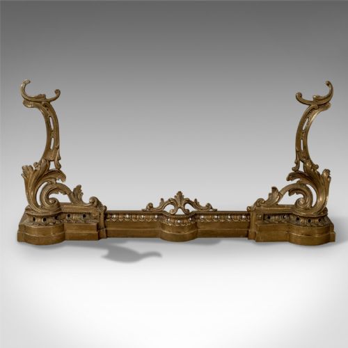 Adjustable Antique Fire Kerb, Victorian Fireside Fender, English Circa 1900
