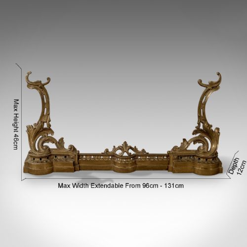 fig 1. Adjustable Antique Fire Kerb, Victorian Fireside Fender, English Circa 1900